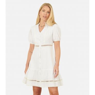 Women's White Lace Trim Mini Dress Yumi New Look