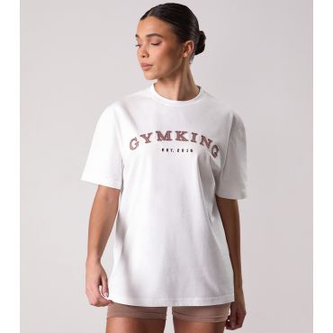 Women's Compose Cream Logo Appliqued Tee Gym King New Look
