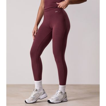 Women's Plush Burgundy Logo Waist Leggings Gym King New Look