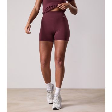 Women's Plush Burgundy Logo Label Shorts Gym King New Look