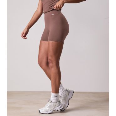 Women's Plush Brown Logo Waist Jersey Shorts Gym King New Look