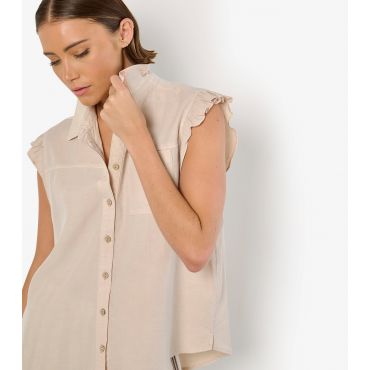 Women's Stone Ruffled Sleeve Blouse Apricot New Look