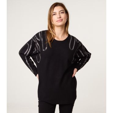 Women's Black Embellished Jumper Blue Vanilla New Look