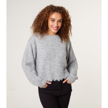 Women's Grey Lace Hem Jumper Blue Vanilla New Look