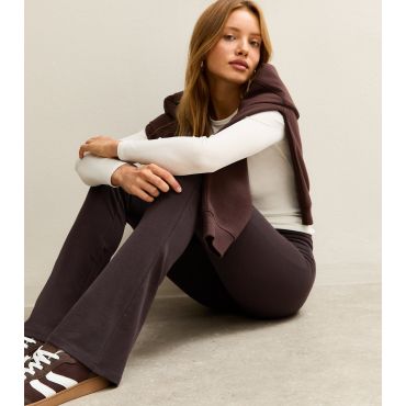 Women's Brown Foldover Waist Kickflare Leggings New Look