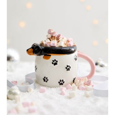 Cream Sausage Dog Top Mug New Look