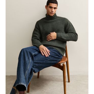 Men's Dark Green Roll Neck Jumper Jack & Jones New Look