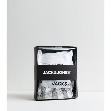 Men's White T-Shirt and Check Boxers Gift Set Jack & Jones New Look