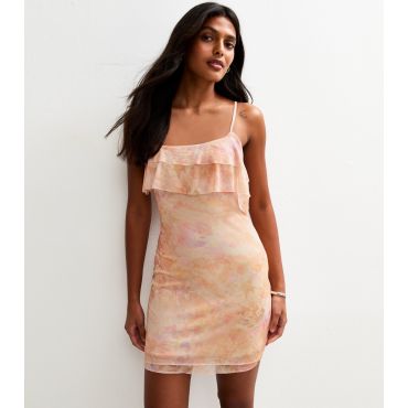 Women's Light Pink Printed Mesh Mini Dress Pink Vanilla New Look