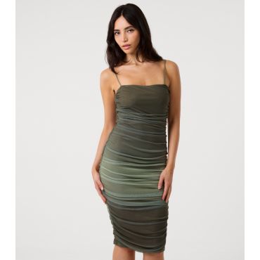 Women's Khaki Ombre Mesh Midi Dress Pink Vanilla New Look