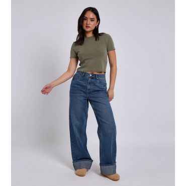 Women's Blue Wide Leg Turn Up Jeans Urban Bliss New Look