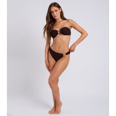 Women's Brown Textured O-Ring Bikini Bottoms Urban Bliss New Look