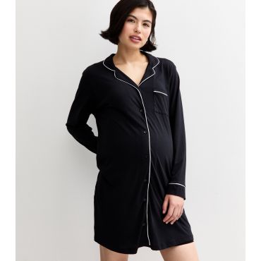 Women's Maternity Black Jersey Nightshirt New Look