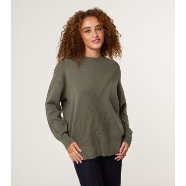 Women's Khaki Argyle Stitch Jumper Blue Vanilla New Look