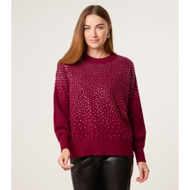 Women's Light Burgundy Diamanté Embellished Jumper Blue Vanilla New Look