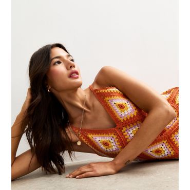 Women's Multicoloured Crochet Strappy Mini Dress Sunshine Soul New Look