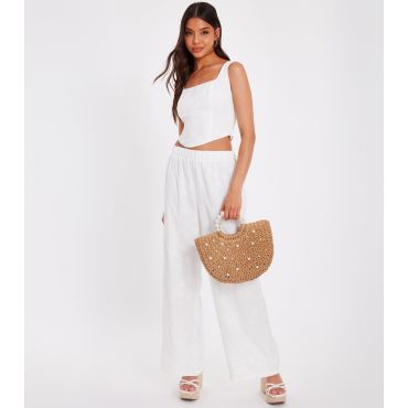 Women's White Textured Palazzo Trousers Quiz New Look