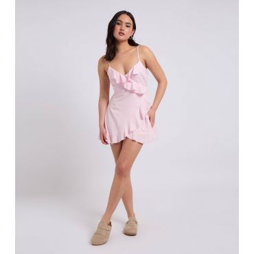 Women's Light Pink Frill Trim Cami Tea Dress Urban Bliss New Look