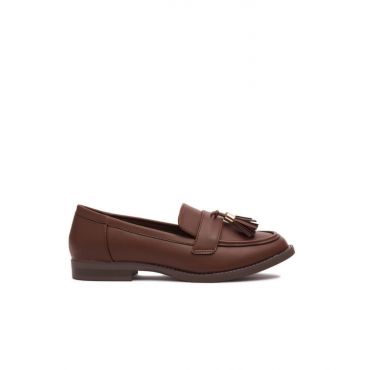 Women's Chocolate Brown Faux Leather Tassel Loafers London Rebel New Look
