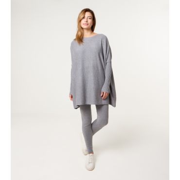 Women's Grey Melange Knitted Jumper and Legging Set Blue Vanilla New Look