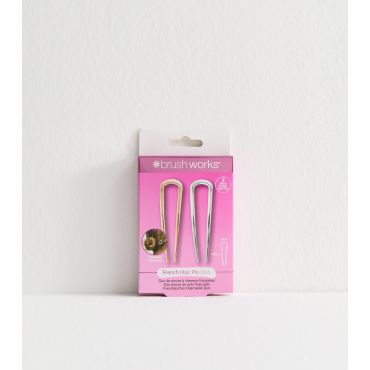 Pack of 2 Metallic French Hair Pins Brushworks New Look