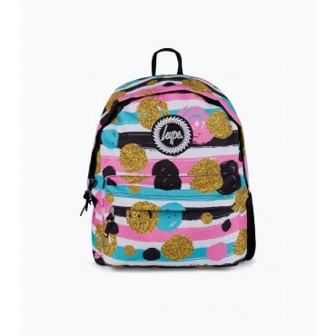 Multicoloured Spots and Stripes Backpack School HYPE New Look