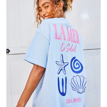 Women's Blue La Mer Printed T-Shirt Skinnydip New Look