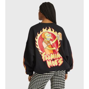 Women's Black The Simpsons Flaming Moe's Printed Sweatshirt Skinnydip New Look