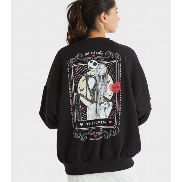 Women's Black Nightmare Before Christmas Lovers Sweatshirt Skinnydip New Look