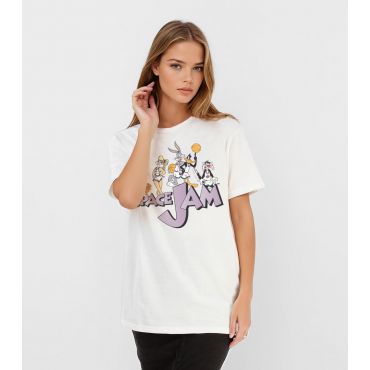 Women's White Space Jam Print T-Shirt Brands In New Look