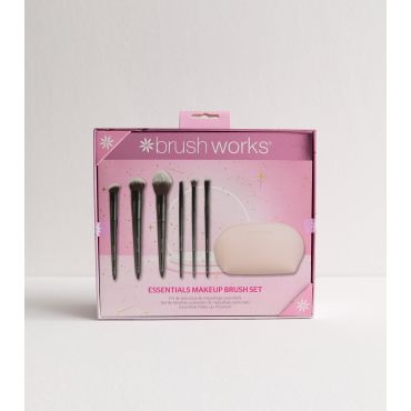 Pink Essentials Makeup Bag and Brush Set Brushworks New Look
