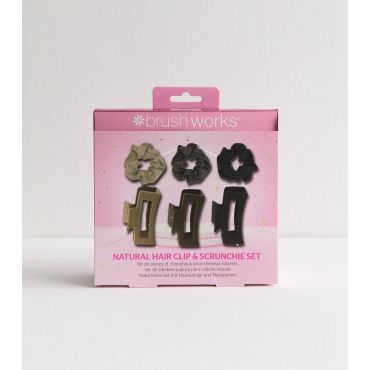Brown Hair Clip and Scrunchie Set Brushworks New Look