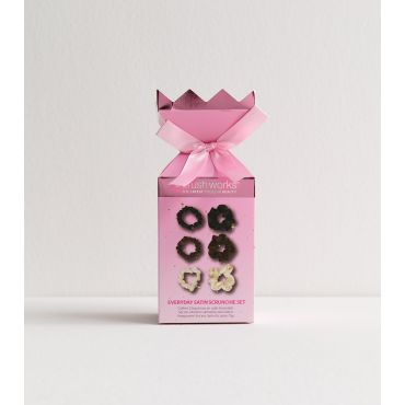 Cream Everyday Satin Scrunchie Set Brushworks New Look