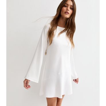 Women's White Satin Cowl Back Mini Dress New Look