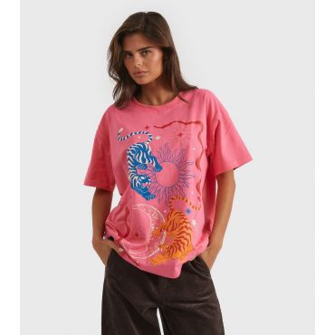 Women's Dark Pink Lucky Tiger T-Shirt Skinnydip New Look