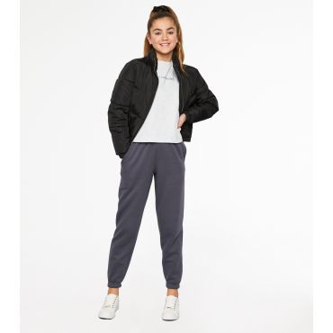 Girls' Dark Grey Jersey Cuffed Joggers New Look
