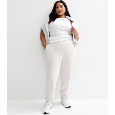 Women's Plus Size Grey Jersey Cuffed Joggers Curves New Look