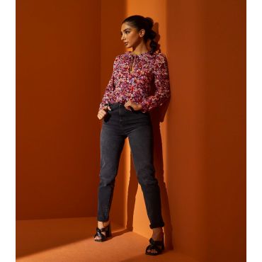Women's Red Floral Collared Peplum Blouse Urban Bliss New Look