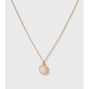 Gold Faux Stone Pendant Necklace New Look