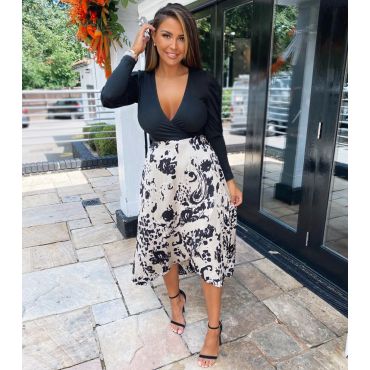 Women's Black Animal Print 2 in 1 Midi Wrap Dress AX Paris New Look