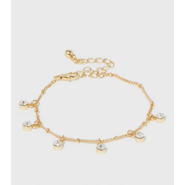 Gold Diamanté Charm Bracelet New Look