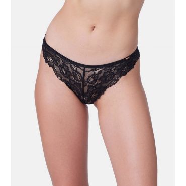 Women's Black Lace Brazilian Briefs Dorina New Look