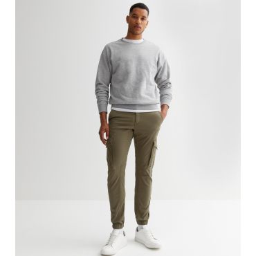 Men's Khaki Tapered Leg Patch Pocket Cargo Trousers Jack & Jones New Look