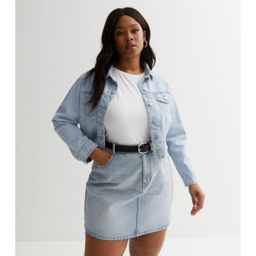 Women's Plus Size Pale Blue Denim Raw Hem Jacket Curves Urban Bliss New Look