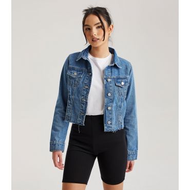 Women's Blue Raw Hem Denim Jacket Urban Bliss New Look