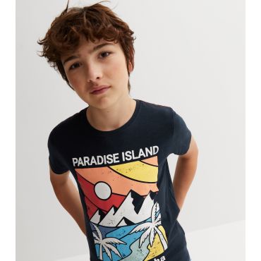 Navy Paradise Island Logo T-Shirt Name It New Look