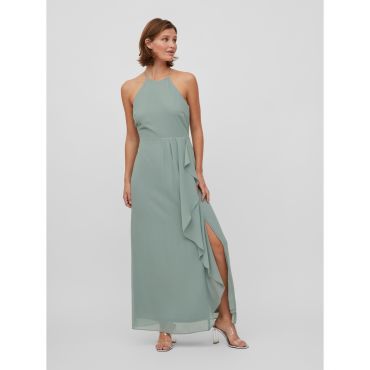 Women's Light Green Halter Neck Drape Frill Open Back Maxi Dress VILA New Look