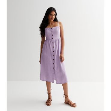 Women's Lilac Linen Blend Strappy Midi Dress JDY New Look