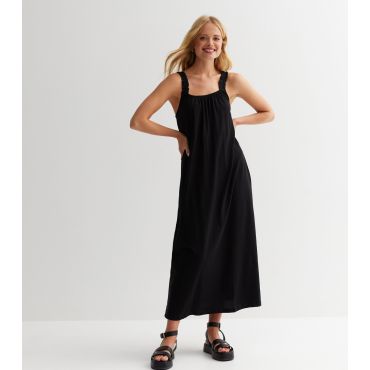 Women's Black Jersey Strappy Midi Dress ONLY New Look