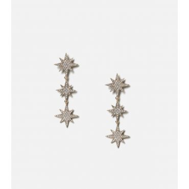 Freedom Gold Diamanté Triple Star Drop Earrings Freedom Jewellery New Look